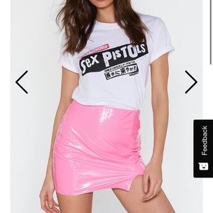 Nasty gal vinyl chance mini skirt pink NWT